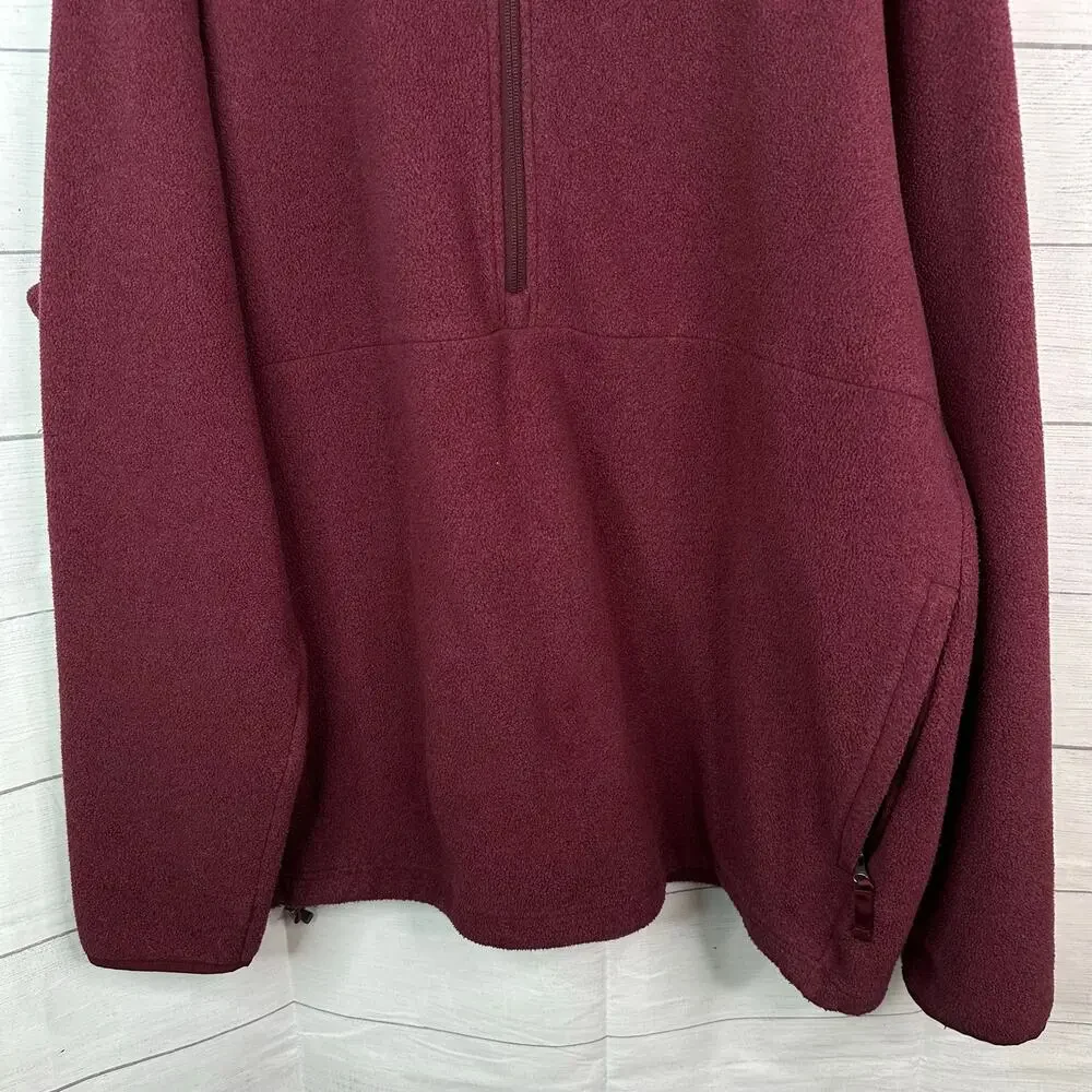 The North Face XL Maroon Fleece 1/4 Zip Pullover Jacket Outdoor Hiking Rugged